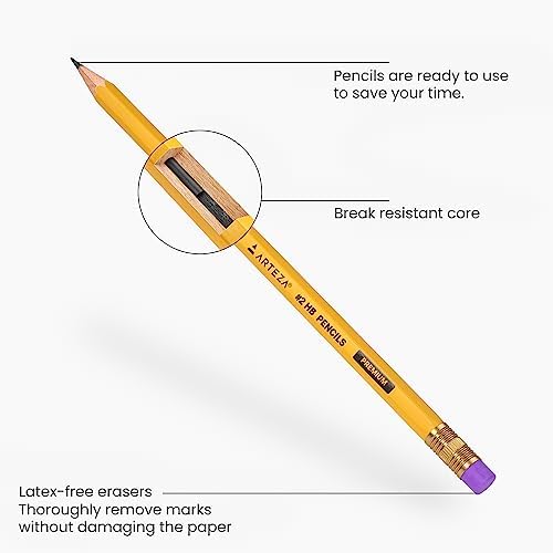 ARTEZA HB Pencils #2, Bulk Pack of 96 – Pre-Sharpened Wood-Cased Graphite, Hexagonal Barrel, Break-Resistant Core for School, Office & Exam Use