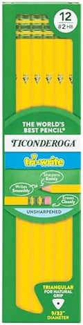 Ticonderoga Tri-Write Wood-Cased Pencils, #2HB Soft, Yellow, 12 Count