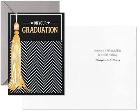 Hallmark Thank You Cards Assortment, Rustic Kraft (48) and Graduation Cards, Black and Gold (12) Card Bundles