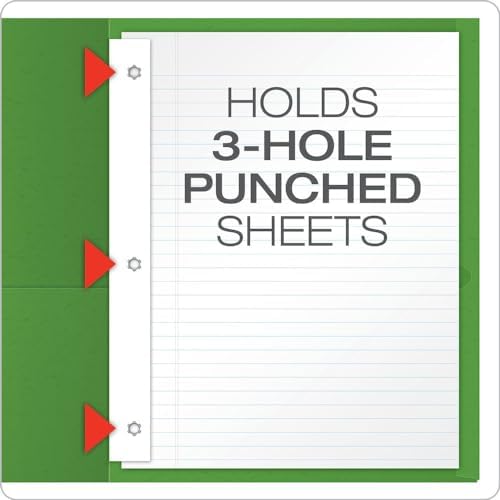 Oxford Twin Pocket Folders with Fasteners, Letter Size, Light Green, 25 per Box (57703)