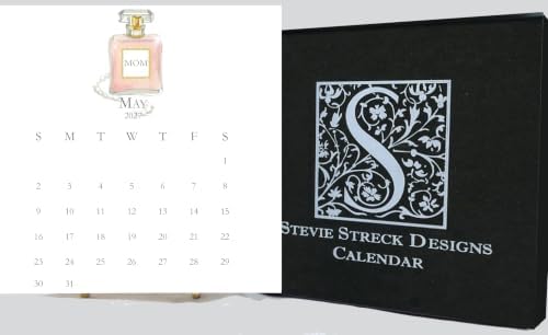 2027 hand-glittered desk calendar.artistic decorative watercolor monthly calendar made in the USA by Stevie Streck Designs.