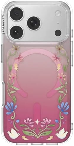 PopSockets iPhone 17 Pro Phone Case with MagSafe, Wireless Charging Compatible, Disney - Boho Wildflowers Maroon