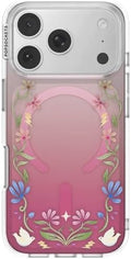 PopSockets iPhone 17 Pro Phone Case with MagSafe, Wireless Charging Compatible, Disney - Boho Wildflowers Maroon