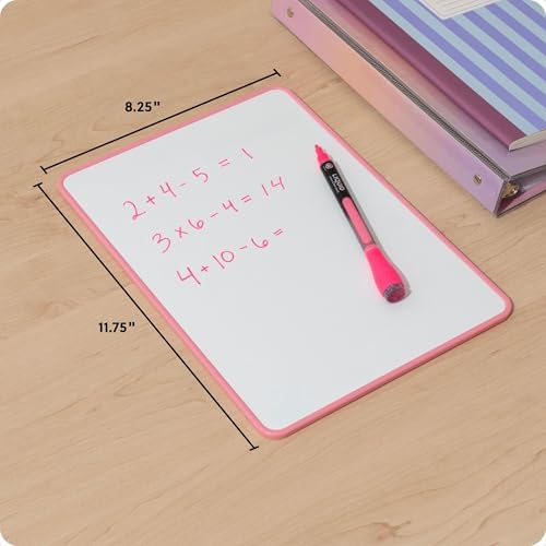 U Brands Mini Dry Erase Board for School, 1 Count Double Sided - Pink