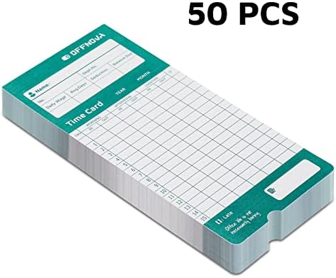OFFNOVA Thermal Employee Time Cards, Monthly Double-Sided Punch Cards, 3.3" x 7.3", Auto Sensing & Auto Mark Late/Early Leave, 50 Pack for Office Time Clock