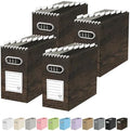 Oterri Portable Collapsible Cardboard File Box with Handle for Letter-Size | 4-Pack. Stainless Steel Handle. Label Stickers Included. Fits Letter Folders (Not Included). Home, Office, School, Dorm, Tax.