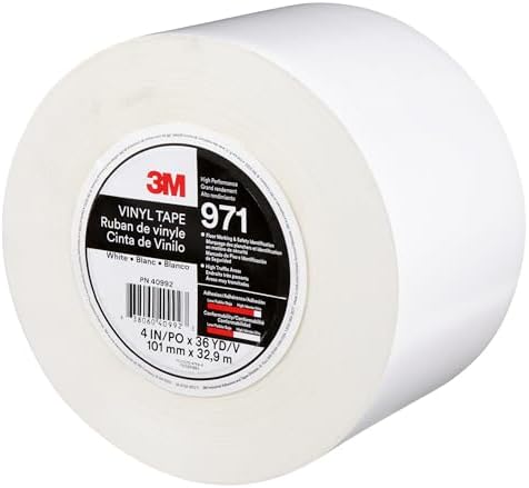 3M Durable Floor Marking Tape 971, White, 4 in x 36 yd, 17 mil, 1 Roll