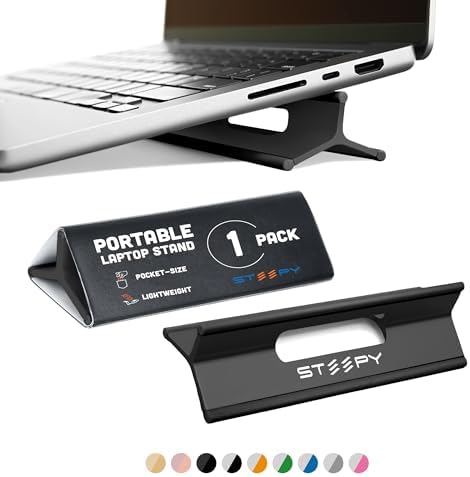 Steepy Portable Laptop Stand for Desk Adjustable Height, 13-17 Inch Devices