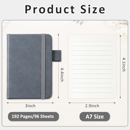 Ceenna 16 Packs Pocket Small Notebook Journals with Pen Holder Mini Notebook Bulk 192 Pages/96 Sheets Hardcover with Thick Lined Paper 3" x 4.4" A7 Small Notepad Neutral Color for Office Journey