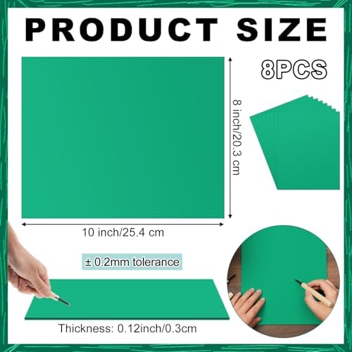 Yeaqee 8 Pcs 8 x 10 Inch Linoleum Blocks for Printmaking, Green