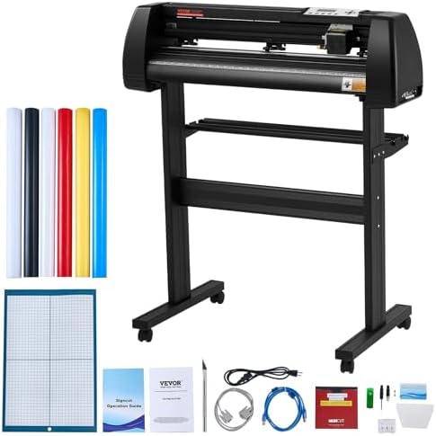 VEVOR 28-inch Cutting Machine for Vinyl, Features LCD Screen, Dual Adjustable Spring Rollers for Sign Crafting, Includes Signmaster for Creative Design & Cutting