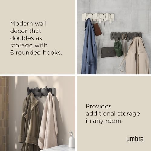 Umbra Tempo Wall-Mount Coat Rack with 6 Hooks, Black
