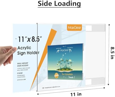 MaxGear Acrylic Sign Holder 8.5 x 11 Wall Mount, 12 Pack, Landscape