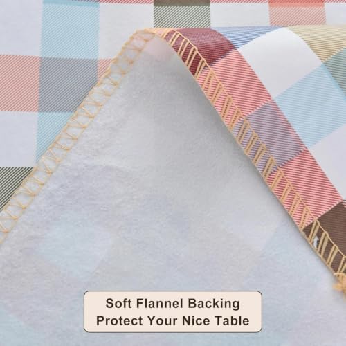 LIBERECOO Heavy Duty Vinyl Tablecloth with Flannel Backing Waterproof Oil-Proof Plastic Table Cloth Stain-Resistant Wipeable Rectangle or Square Table Cover for Indoor and Outdoor 60 x 102 Inch