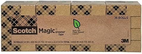 Scotch Magic Greener Tape, 0.75 in .x 900 in., 16 Rolls