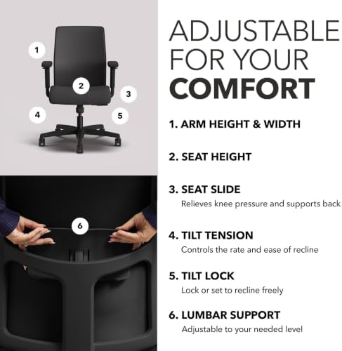 HON Ignition 2.0 Low Back Ergonomic Office Chair, Desk Chair, Onyx