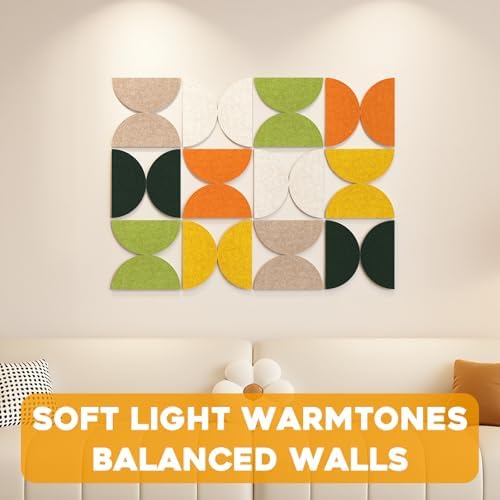 24PCS 11.8" Large Semi-Circle Felt Cork Board Tiles, Geometric Bulletin Boards with 50 Pushpins, 35 Adhesive Tabs for Office School Home Wall Decor Stickers Memos Photos Display (Semicircle)