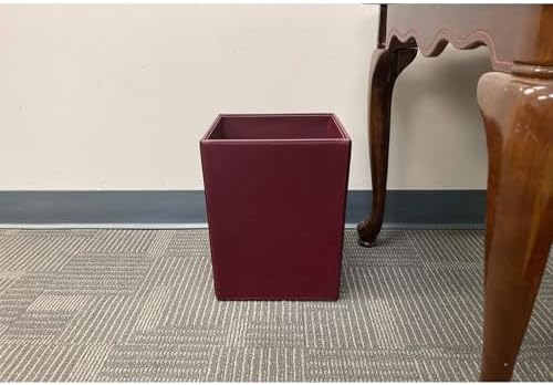 Dacasso Bonded Leather Waste Basket - Luxury Waste Basket (Burgundy, 14 QT)