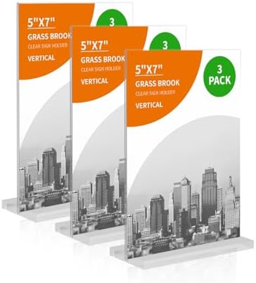 5x7 Acrylic Sign Holder for Table Top, Poster Holder, QR Code Stand Sign Holder(3pack)