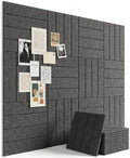 Aothia 12-Pack Felt Bulletin Board Tiles 48"x36", Modular Pin Board for Notes, Photos & Mood Boards, Cork Board Alternative for Smooth Walls, 0.35" Thick, 70 Adhesive Tabs & 40 Pins, Charcoal Gray