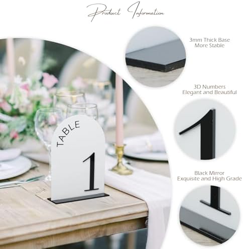 White Arch Wedding Table Numbers 1-20 with Stands