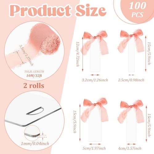 Yeaqee 100 Pcs Clear Acrylic Bookmark Blanks with Ribbon