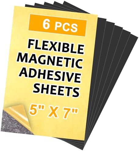 Towjug Flexible Magnet Adhesive Sheets, 5" x 7", 6 Pack