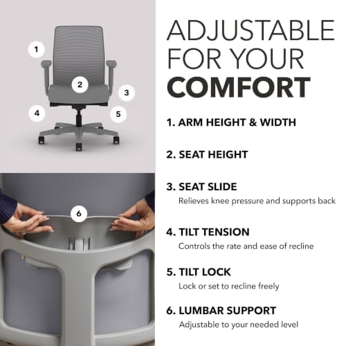 HON Ignition 2.0 Low Back Ergonomic Office Chair, Desk Chair, Frost