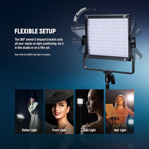 NEEWER Bi Color LED Studio Light with Tripod Stand Barndoors, Video Panel Key Lighting for Video Recording Streaming Photoshoot Photography, 660 LEDs 3200K-5600K 3300lx/1m Dimmable CRI96+, NL660