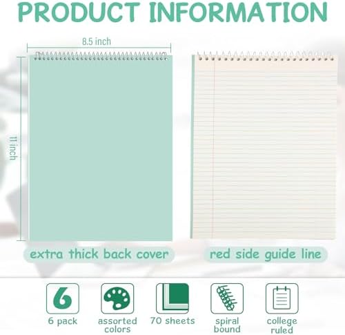 Maitys 6 Pcs Steno Spiral Notebooks, Cute Color, Iridescent Style