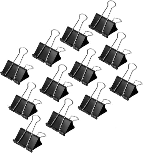 Amazon Basics Sturdy Binder Clips, Office Supplies, Small 0.75 in, Document Organizing, School Supplies, Black, 144 Count (Pack of 12)