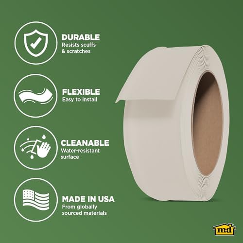 M-D Building Vinyl Wall Base, Almond, 4in x 60ft Dry Back Roll