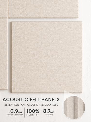 Bumusty 36"x 24" Large Felt Bulletin Board Tiles, Oatmeal