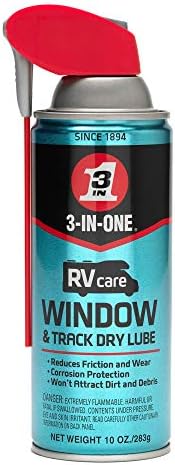 3-IN-ONE RVcare Window & Track Dry Lube with SMART STRAW SPRAYS 2 WAYS, 10 OZ [6-Pack]