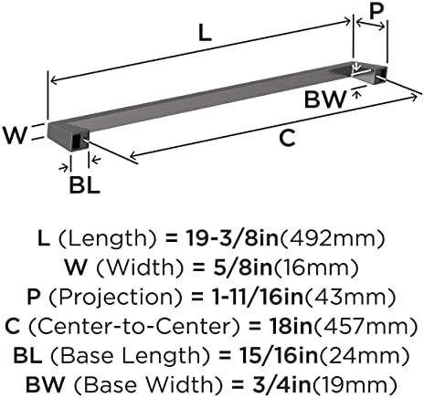 Amerock 18" Blackrock Gunmetal Appliance Pull