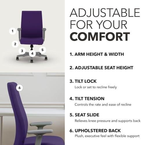 HON Ignition 2.0 Ergonomic Office Chair, Lumbar Support, Desk Chair, Iris
