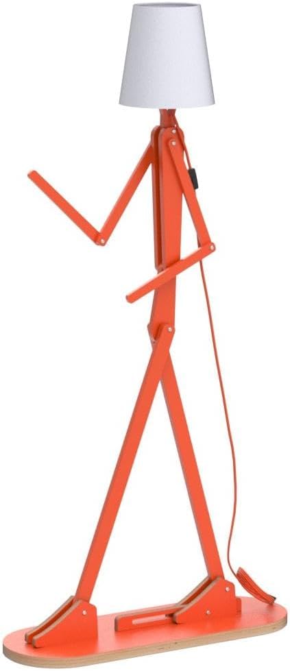 Cool Corner Reading Wood Tall Floor Lamp, LED Bulb Included, Orange | Decorative Swing Arm Lighting, Creative Gift Idea for Living Room, Kids Room, Bedroom, Office, Farmhouse