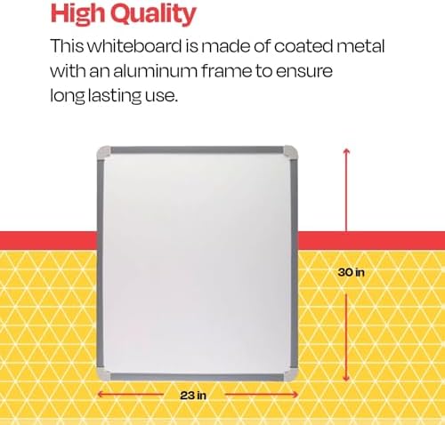 School Smart Large Magnetic Dry Erase Board, Aluminum Frame, 30 x 23 Inches