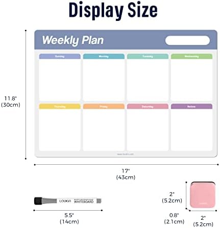 loukin Static Cling Weekly Dry Erase Calendar 2 Pack, Whiteboard Planner