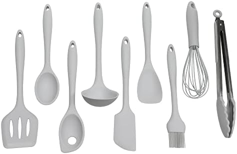 Chef Craft - Premium Silicone Kitchen Tools and Utensils Set, Non-Scratch, Withstands Temperatures up to 450°F, BPA-Free, 9 Piece Cooking Utensils Set, Gray