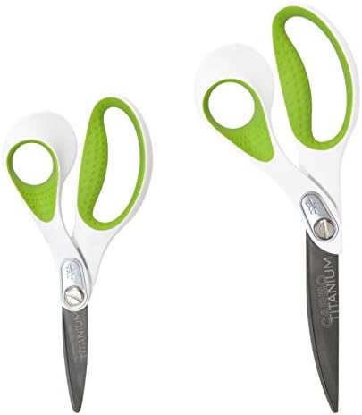 Westcott 7- and 9-Inch CarboTitanium Fabric Scissors for Fabric Cutting, Quilting, and Sewing Projects, White/Green, 2 Pack