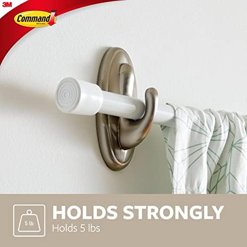 Command 5 lb Large Brushed Nickel Color Hooks, 2-Count of 2 Wall Hooks and 2 Command Strips, Wall Decor, and Room Decor (Pack of 6)
