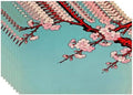 Batmerry Shabby Chic Cherry Blossom Linen Placemats Set of 8, Turquoise Vintage Washable Table Mats for Kitchen Table Thickened Heat Insulation Dining Set Indoor Outdoor 12X18 in