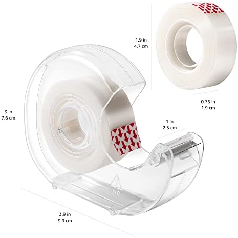 Amazon Basics Invisible Matte Finish Tape Dispenser with Refill Rolls for Labeling, 3/4" x 650" (18 yds), 6-Pack