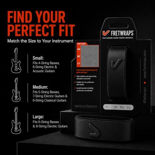 Gruv Gear Fret Wrap & Guitar Mute, Fretwrap for Acoustic, Electric & Bass | String Dampener Recording, Tapping & Practice Accessory (1 Pack, Small Steel, Fits 4 String Bass, 6 String Guitar)
