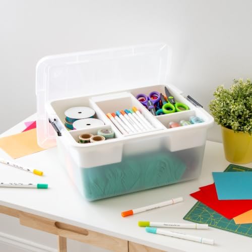 IRIS USA 18 Quart Clear Storage Organizer with Removable Dividers