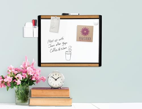 U Brands Magnetic Dry Erase Board White Board, 16" x 20", Black Pin-It Frame, Includes Marker and Magnet