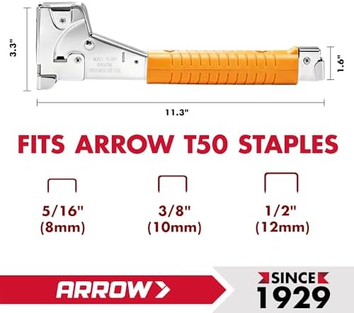Arrow T50 Heavy-Duty Staple Gun, Manual Stapler