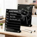 2PCS Black Acrylic Weekly Dry Erase Board Desktop, 8x6 Small Magnetic Whiteboard with Stand for Table Fridge Calendar Memo Board, Daily Planner Blackboard Easel for Office, School