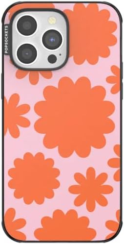 PopSockets iPhone 14 Pro Max Phone Case w/MagSafe- Floating Florals | Magnetic, Wireless Charging, Camera & Drop Protection, Hot Pink, Flower, Floral